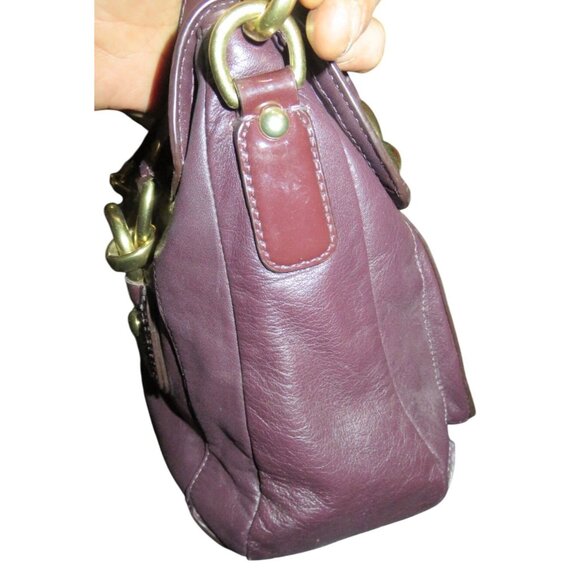 Coach 2011 Kristin Spectator Ostrich Embossed Mixed Leather Flap Purple Bag - Picture 4 of 15